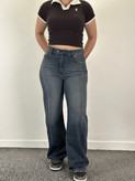 شلوار جین زنانه مدل سرلاین رنگ طوسی آبی تیره قد ۱۱۰ کد ۴۲۰۲۹۹