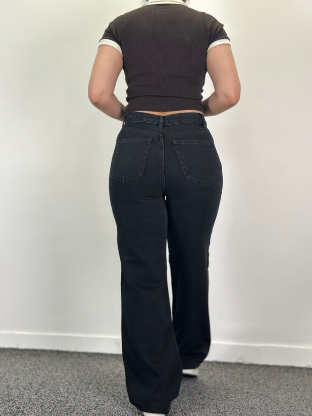 شلوار جین زنانه مدل نیم بگ ذغالی جکپات قد ۱۱۰ کد ۵۲۷۴۸۸